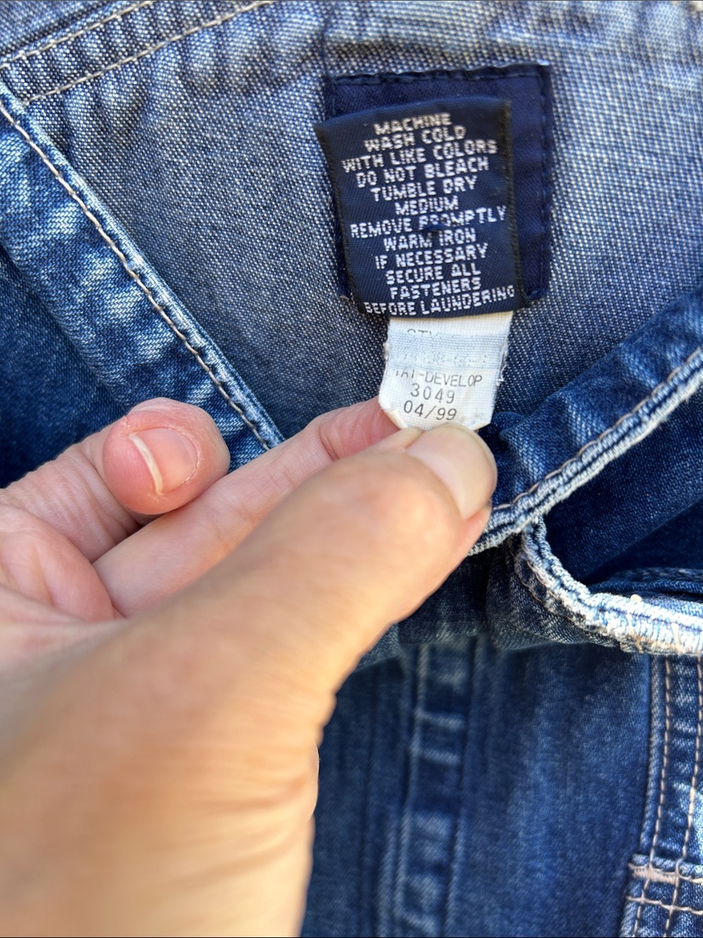 Vintage 1999 GAP Denim Overalls Large | 90s Cotton Bib Carpenter Utility Jeans - Picture 5 of 14